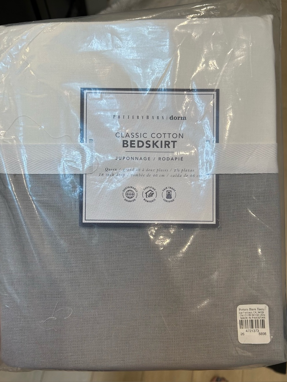 Pottery Barn Teen Essential Cotton Bedskirt in Gray